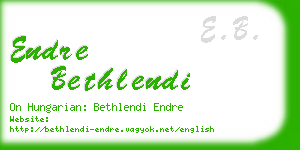 endre bethlendi business card